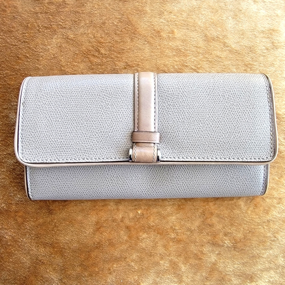 Tumi Gray Continental Leather Wallet